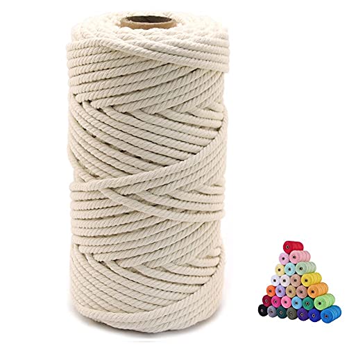 Flipped 100% Natural Macrame Cotton Cord, 6mm x 55...