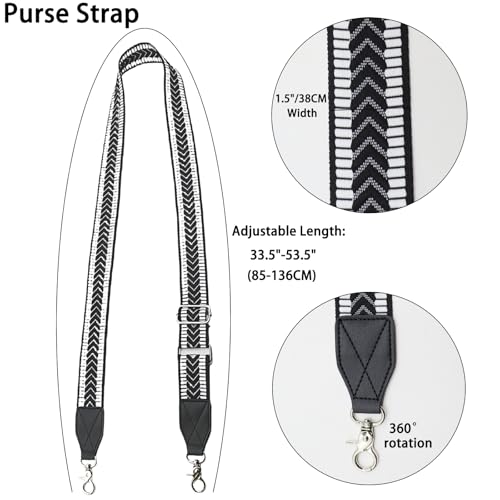 Image of LEMEDE Purse Strap Replacement Crossbody 1.5 inch Wide Shoulder Strap Adjustable Straps Handbag Strap Replacement Belts