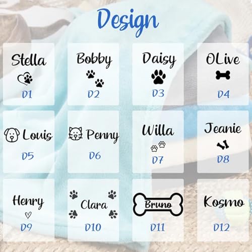 IEK Individuelle Hundedecke mit Namen, besticktem Namen und Muster, personalisierte Hundedecke, Geschenke für Tierliebhaber