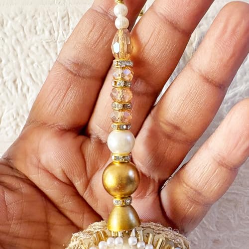 Image of Adikala Craft Store Handmade Ethnic Latkan Tassel Set of 2 for Saree Pallu, Blouse, Suits, Dupatta, Lehenga Decor (Round Nalki)