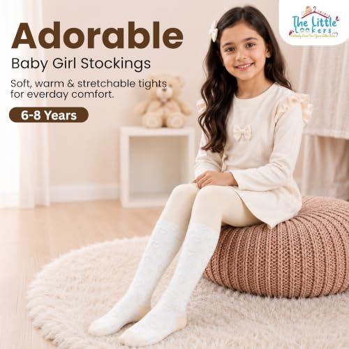 Image of THE LITTLE LOOKERS Baby Tights Thick Toddler Baby Girl Seamless Knit Leggings Thick Solid Cotton Stockings Footed Pants Pantyhose for Years Baby