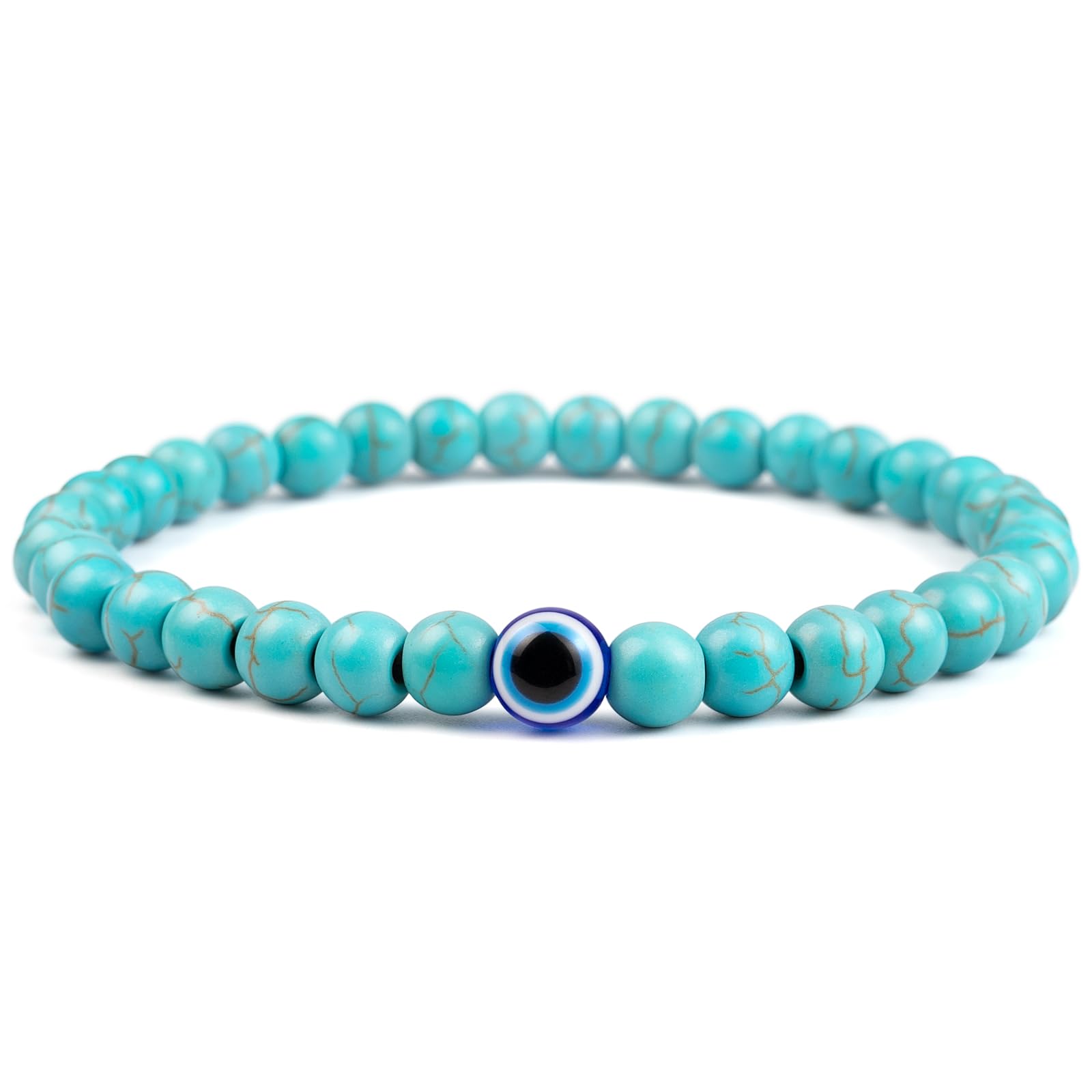 Lameybrt Evil Eye Bracelet 6mm Beaded Bracelets for Men Gift for Birthday/Anniversary/Christmas