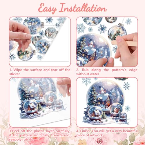 Peacoblue Rub on Transfers for Crafts 3Pcs Christmas Crystal Ball 15cmx30cm - Image 3