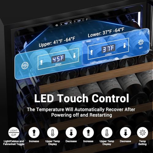 Image of Tylza 24'' Wine and Beverage Refrigerator, Dual Zone Wine Fridge with 190 Cans and 90 Bottles, Upgraded Compressor, Low-E Tempered Glass, Safety Lock, 2 In 1 Beverage Fridge for Home or Commercial