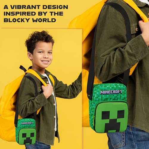 Minecraft Umhängetasche für Jungen, Crossbody-Tasche, Grün, One Size, Modern