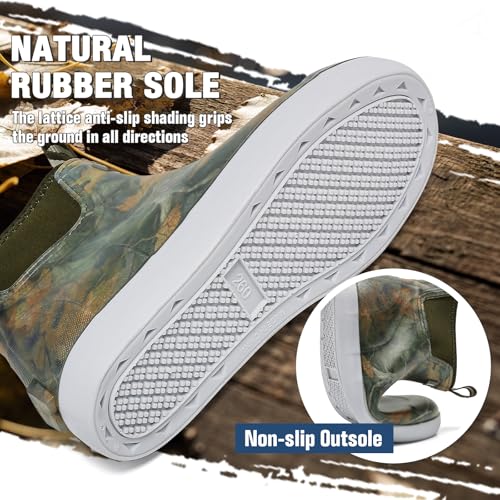Image of Rain Boots for Men, Waterproof Ankle Mens Deck Boots Anti-Slip Comfort Rubber Boots Chelsea Garden Shoes for Yard Fishing Outdoor Work