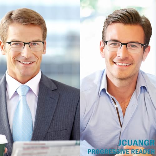 JCUANGR Bifocal Reading Glasses Men, No Line Progressive MultiFocus Clear Top Readers, Wide Transition Multifocal Eyeglasses