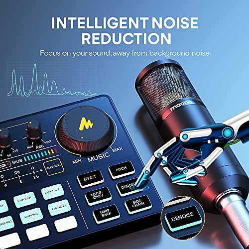 MAONO-Podcast-Equipment-Bundle-Audio-mixer-All-in-One-Podcast-Production-Studio-with-35mm-Microphone-for-Live-Streaming-Podcast-Recording-PC-Smartphone-DJ-MaonoCaster-Lite-AU-AM200-S6-Black
