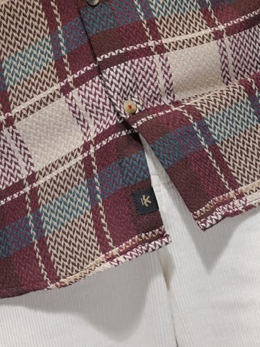 Image of WROGN Men's 100% Cotton Hooded Shirt | Herringbone Checkered | Oversized Fit