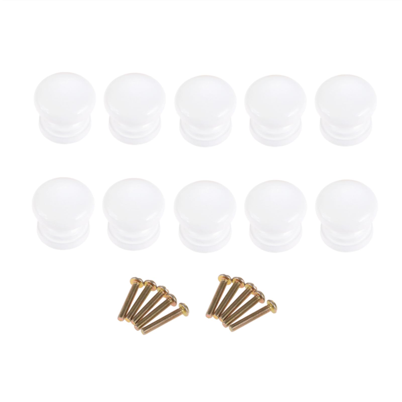 dophee 10Pcs Mini Wood Cabinet Knobs, Round Single Hole Drawer Pulls for Cabinet Dresser Wardrobe Door Dresser Closet Bookcase Cupboard, 24x22mm/0.94"x0.87", White