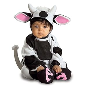 Rubies Disfraz de Vaquita para niño y niña, talla bebé 1 a 2 años, Mono de Vaquita color blanco con manchas negras, gorro y cola, original halloween, navidad, carnaval y cumpleaños.