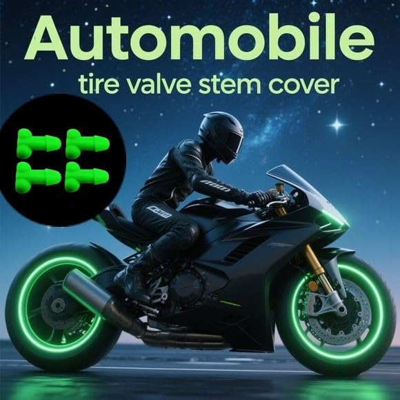 Glow-in-The-Dark Valve Stem Caps – 4-Pack Funny Wheel Accessories, Airtight, Rustproof, Dustproof & Waterproof Caps for Cars, Bikes, Trucks, Motorcycles – Universal Fit(Green)