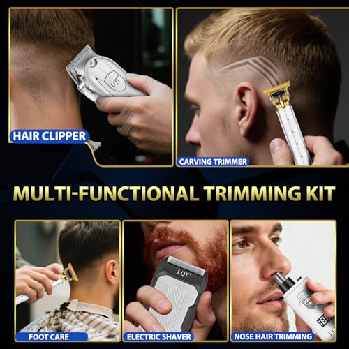 Image of Hair Clippers for Men with LED Display, 4-Piece Cordless Grooming Kit with Hair Clipper, Beard Trimmer, Foil Shaver & Nose Trimmer, Complete Set for Home Barber