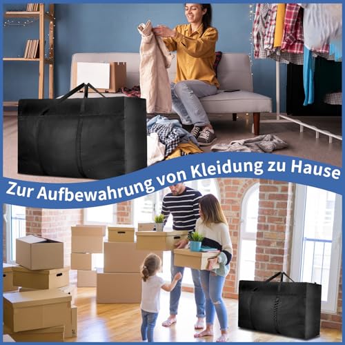Dntorx 2 Stück 180L Extra Große Aufbewahrungstasche, Oxford Heavy-Duty Umzugstaschen mit Reißverschlüssen Handgriff, Wasserdichte Tragetasche für Umzug Bettdecken Kleidung Bettwäsche Aufbewahrung