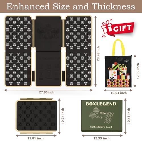 BoxLegend Shirt Folder V7 Metal for Wear Resistance Clothes Folding Board Storage Tshirt Folder Board Metal Edging and Joints Laundry Folding Board Black