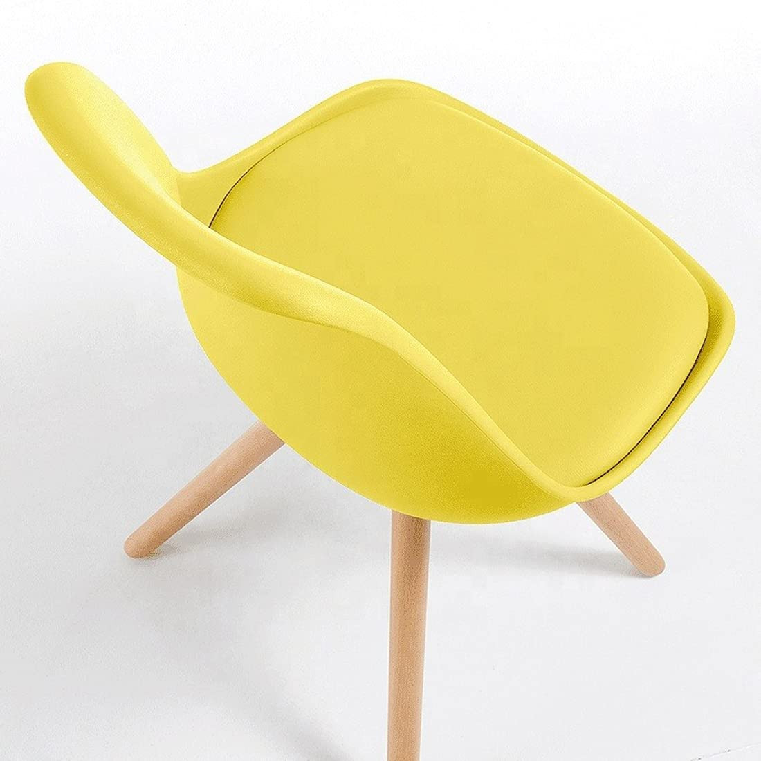 Durable Heavy-Duty Dining Chair with Padded Cushion Seat & Wooden Legs | Modern Backrest Chair for Home, Dining, Café, Restaurant | Yellow (Set of 2) 3