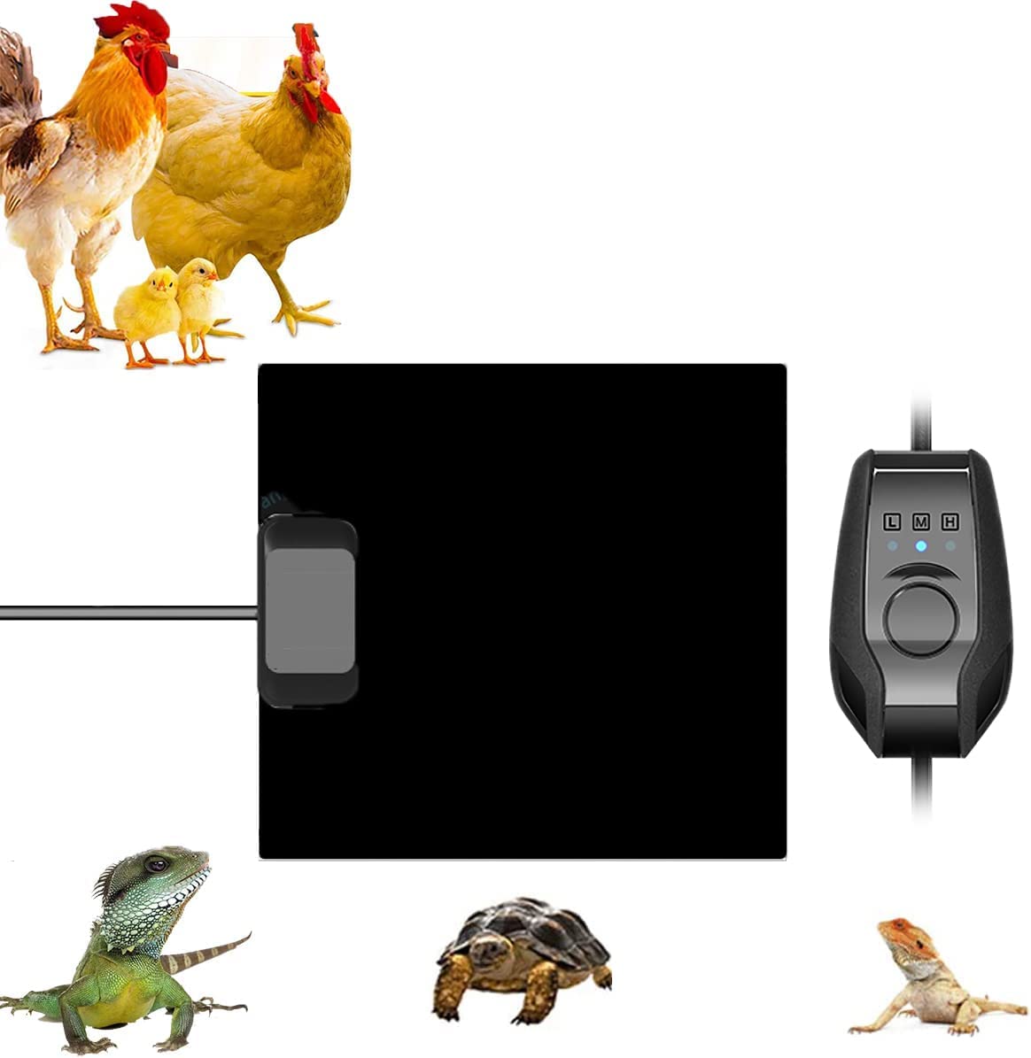 LGYYGL Reptile Heat Mat Flat Panel Chicken Coop Heaters, Reptile Heating Pad, Chicken Coop Heaters Mat, Three Gears Temperature Brooder Control Heating MatMat (Size : 5w(14x15cm))