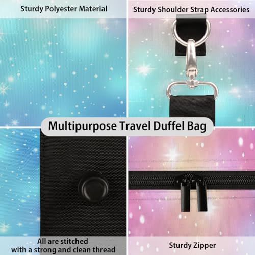 Glitter Rainbow Travel Duffel bag for Men Women Weekender Overnight Bag Gym Bag Carry On Luggage Bags for Yoga Workout Sports3