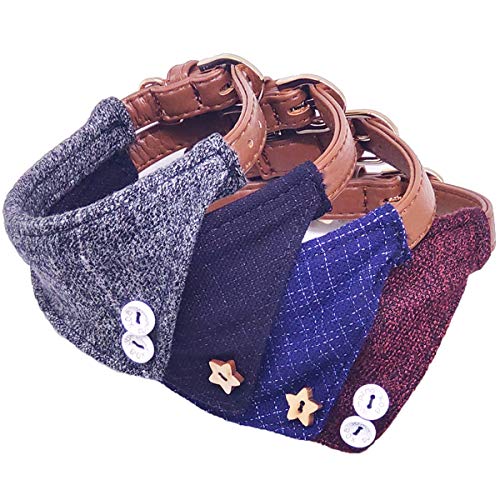 MayPaw Collier Bandana en Cuir Souple pour Chiot et Chat Motif Triangle pour Animaux de Compagnie Taille XS Petite et Moyenne Cover