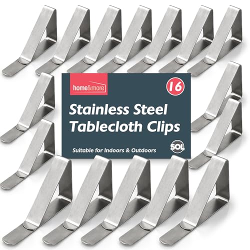 SOL 16pk Stainless Steel Table Cloth Clips Picnic Table Cover Clamps Windproof Tablecloth Holders for Garden Patio BBQ Camping Party Dining Secure Grip Rust Resistant Outdoor Use