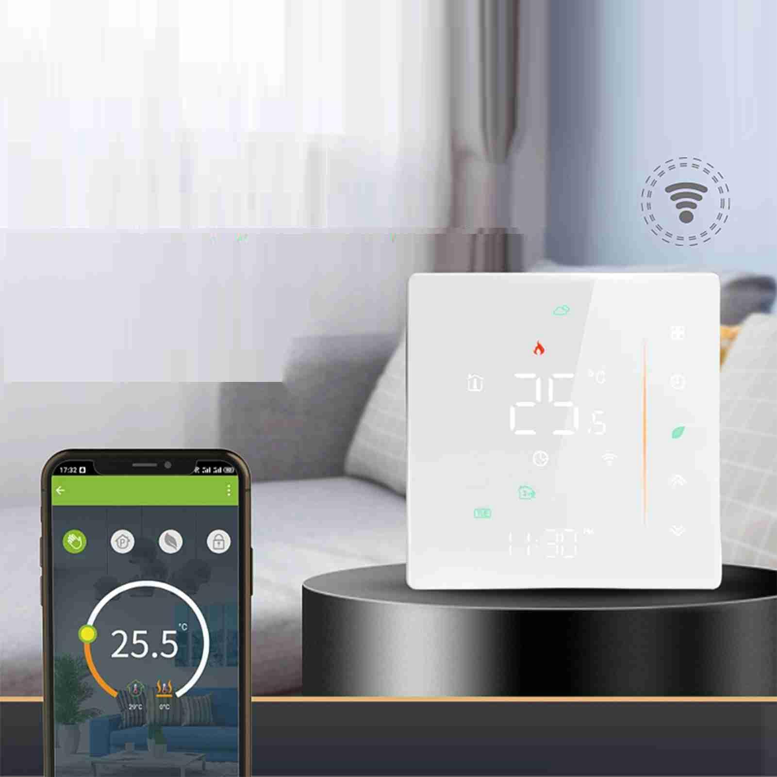 Termostato Intelligente WiFi,Termostato WiFi per Caldaia a Gas,Programmabile,Touch Screen Retroilluminato,Controllo vocale Compatibile con Alexa/Google