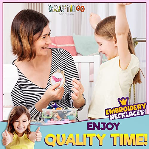 image for CRAFTILOO 3Pcs of Embroidery Necklaces Jewelry Making Kit for Kids Nee