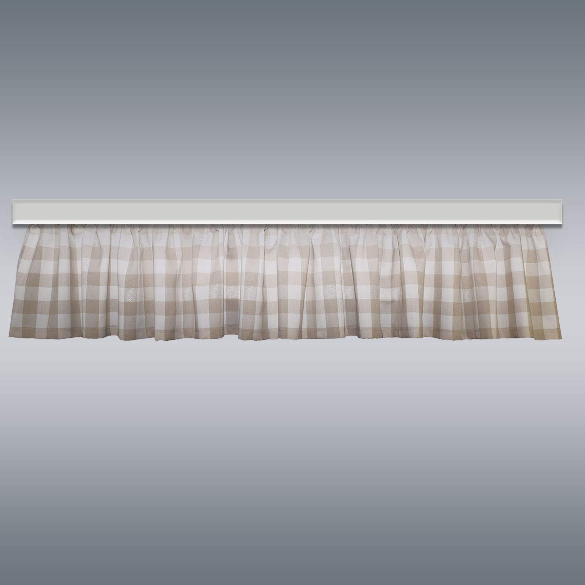 Querbehang Karo Edelweiß Beige | Kurzgardine für den gemütlich-rustikalen Landhaus-Stil | hochwertiger Webstoff beige-weiß kariert mit Reihband | Höhe x Breite 32 x 400 cm