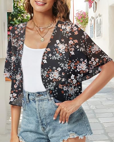 Image of ZNVGIRL Women Shrug Chiffon Cardigans Open Front Short Sleeve Bolero for Evening Dressy 2026