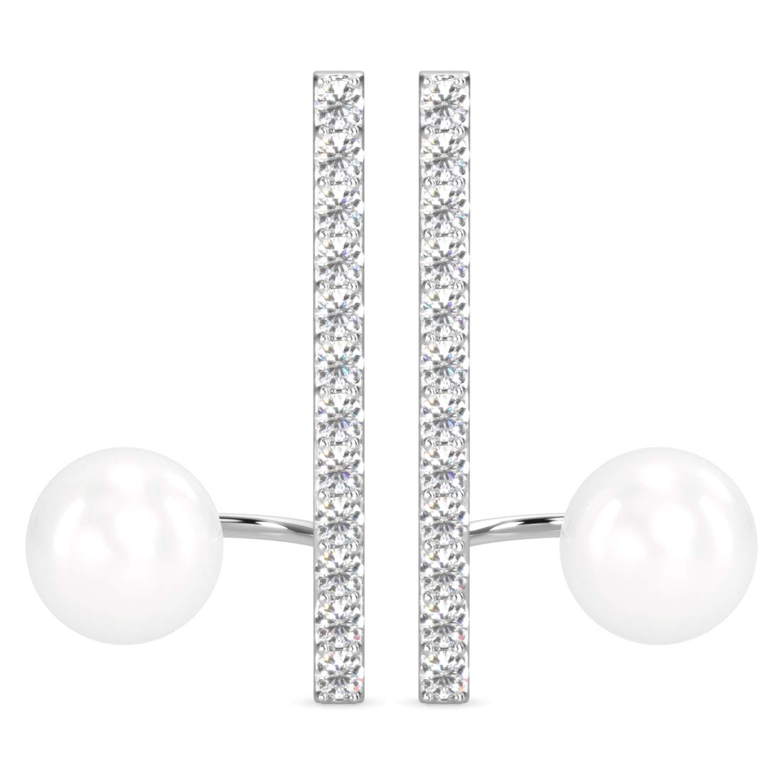 CLARA 925 Sterling Silver Pearl Ichika Earrings | Rhodium Plated, Swiss Zirconia, Screw Back | Gift for Women & Girls (B08W3BK2ZX) Amazon Price History, Amazon Price Tracker