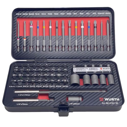 Würth Zebra 1/4 Zoll Bit-Sortiment Bitbox-Satz Bitset 59 Teile in praktischer Metallkassette 061425159