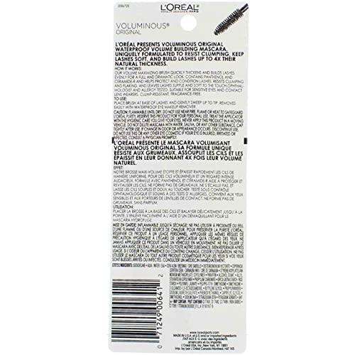 Image of L'Oreal ParisVoluminous Waterproof Volume Building Mascara, Black [360], 0.28 oz (Pack of 3)