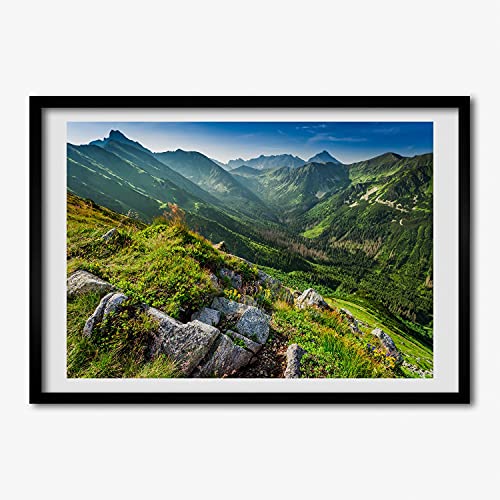 Tableau moderne Tulup 70x50 cm L'Aube dans les Tatry avec cadre en bois de décoration