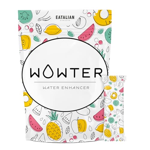 WOWTER by AMZ BETTER, Bebida Instantánea, 2 Sobres por Gusto (12 Gustos Mezcla de Frutas), Para Aromatizar el Agua, Sin Calorías, Libre de OMG, Sin Gluten, Sin Azúcares, Made in Italy, 96 g