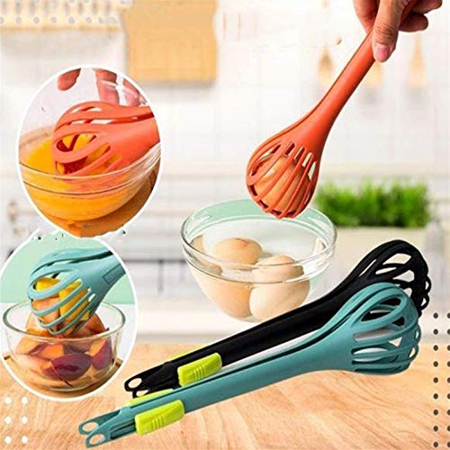 Multi Use Egg Whisk Multifunction Whisk Tongs Kitchen Tongs Nylon Egg Whisk Manual Egg Whisk Noodle Spaghetti Tongs Food Clips Orange