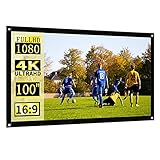 Projection Screen 16:9, Silvosid Foldable Portable Movie Screen 100 Inch Support Double Sided Projection for Home Theater Outdoor Movie Night Indoor
