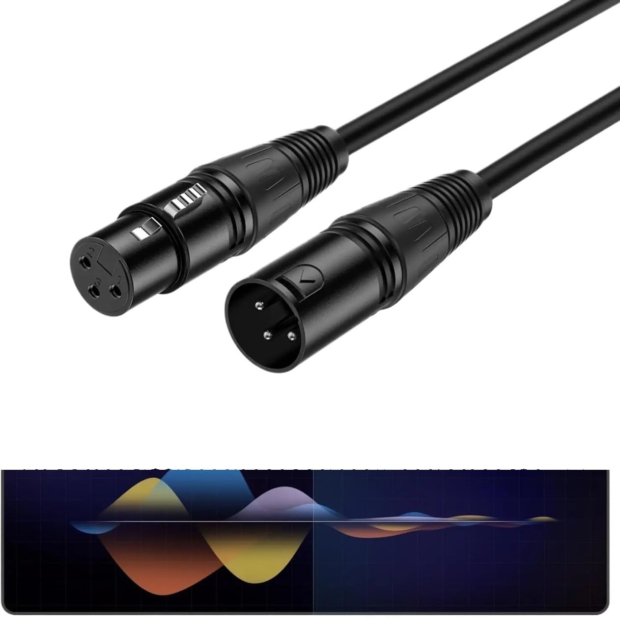Cables XLR de 1 a 10 m macho a hembra de 3 pines balanceados, cable XLR equilibrado para grabación de escenario, interfaz de audio (10 m)