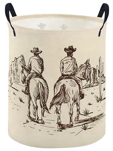 Image of ESSME Kids Laundry Basket,Cow boy Hamper Collapsible Canvas Waterproof Storage Bin for Boys, Cute Hamper,Gift Baskets(Cow boy)