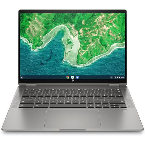 Image of HP Chromebook x360 14 Inch 2 in 1 Laptop Tablet WUXGA Touchscreen Intel Core i3 8GB LPDDR4x 128GB SSD Mic Mute Key Webcam Backlit Chrome OS 14c-cd0013dx, Mineral Silver Computer Convertible (Renewed)