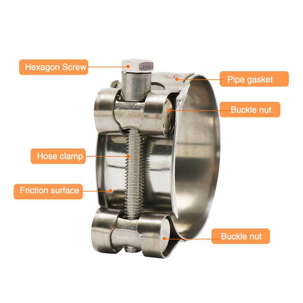Abrazadera de escape de motocicleta de acero inoxidable de 26-63 mm para kit de abrazadera de silenciador deslizante, 26,28 mm
