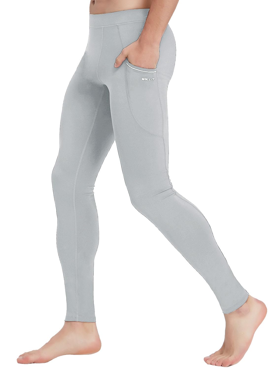 Willit Men's Active Yoga Leggings Running Quick Dry Dance Tights with Pockets Workout Compression Pants