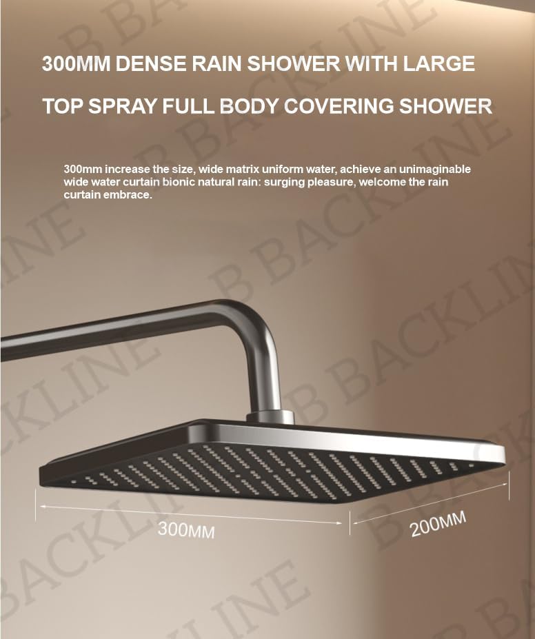 Image of Backline Brass LED Shower Panels Full Set Temperature Display 4 In 1 Function Shower Set | Hot & Cold Mixer Shower System | Hand shower | overhead Shower | Jet Spray For Bathroom (Gun Grey)