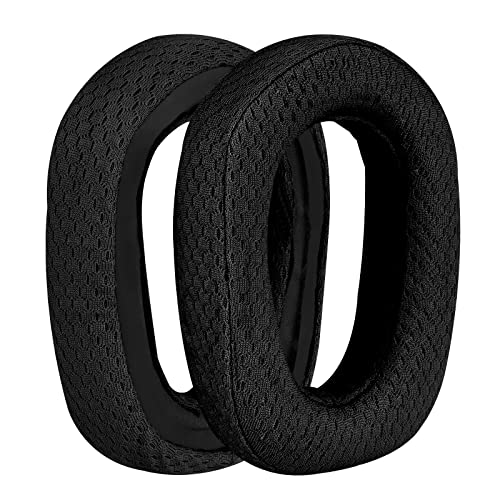 Geekria Comfort Mesh Fabric Replacement Ear Pads for Logitech G435 G335 Headphones, Ear Cushions with Video Guide (Black) - Image 2