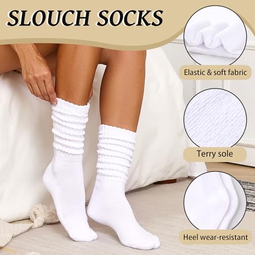 Women's Slouch Socks Long Boot Scrunch Sock Soft Cotton Knit Cozy Socks 3 Pairs2