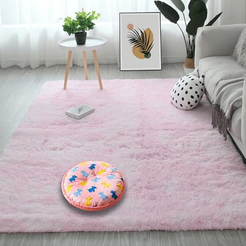 Tapis moelleux antidérapant rose clair qui ne perd pas ses poils - 2
