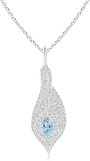 Angara Natural Aquamarine Calla Lily Pendant Necklace with Diamond Accents in 14K Solid Gold for Women | March Birthstone ...
