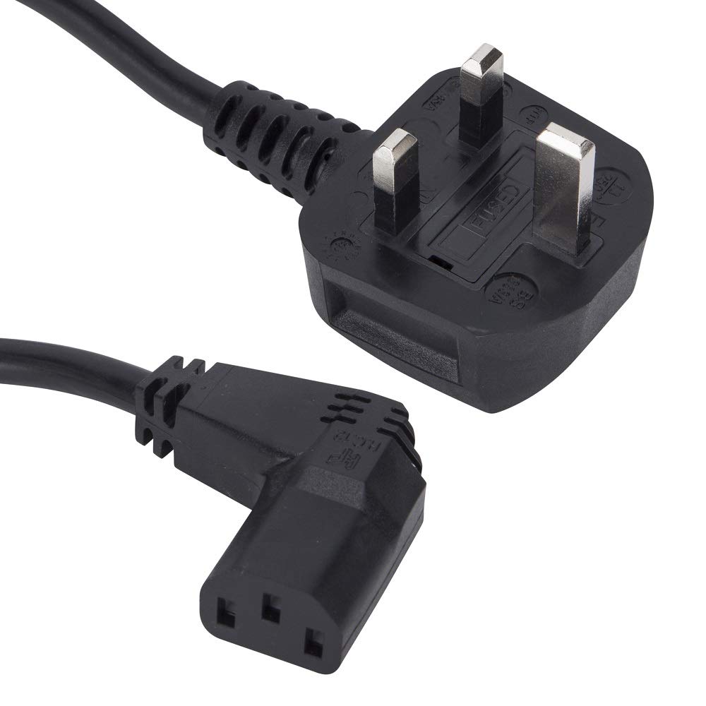 100x Cavo Di Alimentazione Per Computer Con Spina Inglese E Connettore IEC C13 1.8m - Angolo Retto