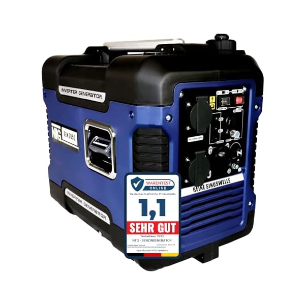 Stromerzeuger GNR.2050 | Strom Generator | Benzin | 4l Tankvolumen l 4-Takt Motor l Inverter l mit Tragegriff l Ölsensor & Eco-Modus l leise: 59 dB(A) l Notstromaggregat l Stromaggregat