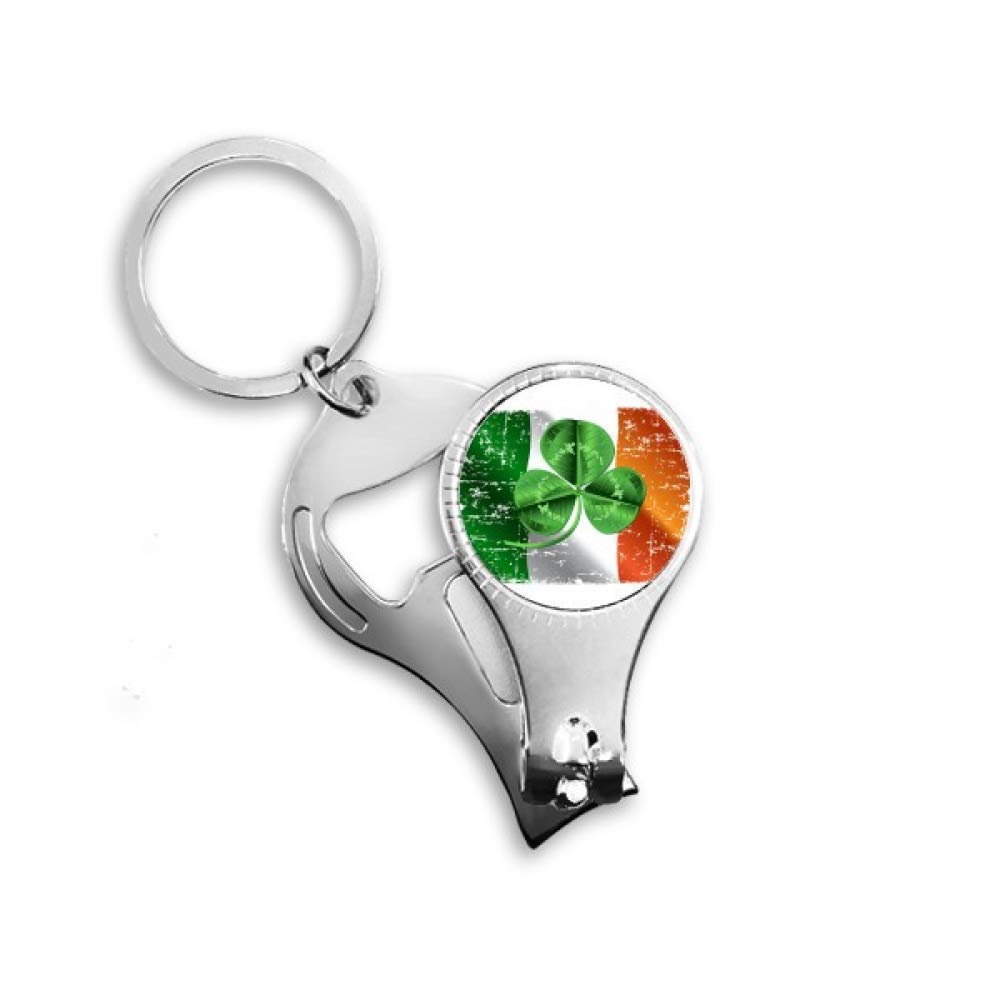 Porte-clés avec décapsuleur drapeau Irlande vert ouvre-bouteille métal