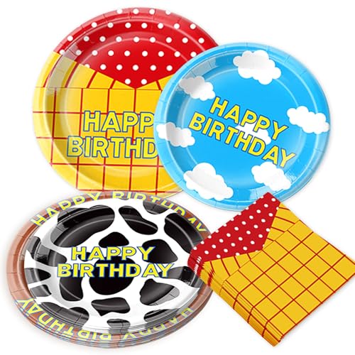 BACH AND BOOZY fournitures de fête pour jouets assiettes serviettes cadeaux décoration cowboy anniversaire baby shower service dix invités