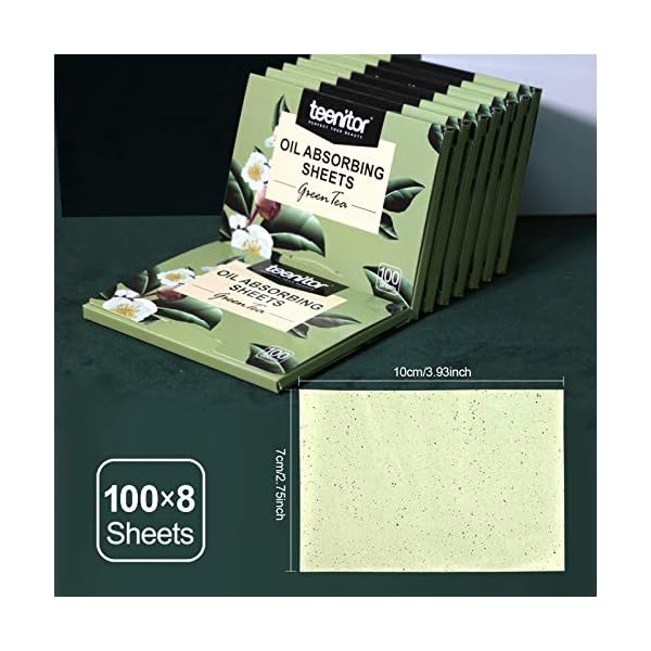 Teenitor Oil Blotting Sheets for Face, 800 Sheets Oil Absorbing Sheets for Face, Natural Green Tea Blotting Paper for Oily Skin, Face Oil Sheets for Your Face Oil Wipes for Face, Oil Control Film